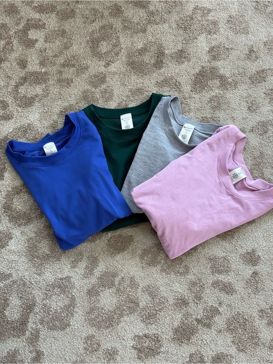 Athleta Tops - Athleta Ribbed Crewneck Tops - Blue, Green, Gray, Pink. 4 piece bundle.